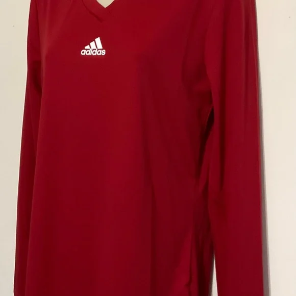 Adidas Red Long Sleeve Tee shirt large Aeroready pregame - Picture 3 of 9